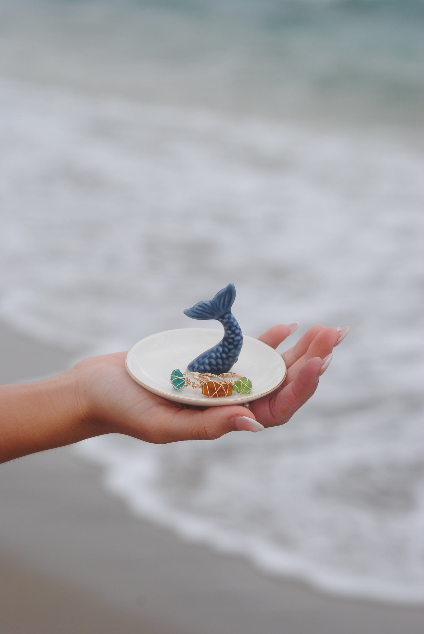 Seaglass wired rings